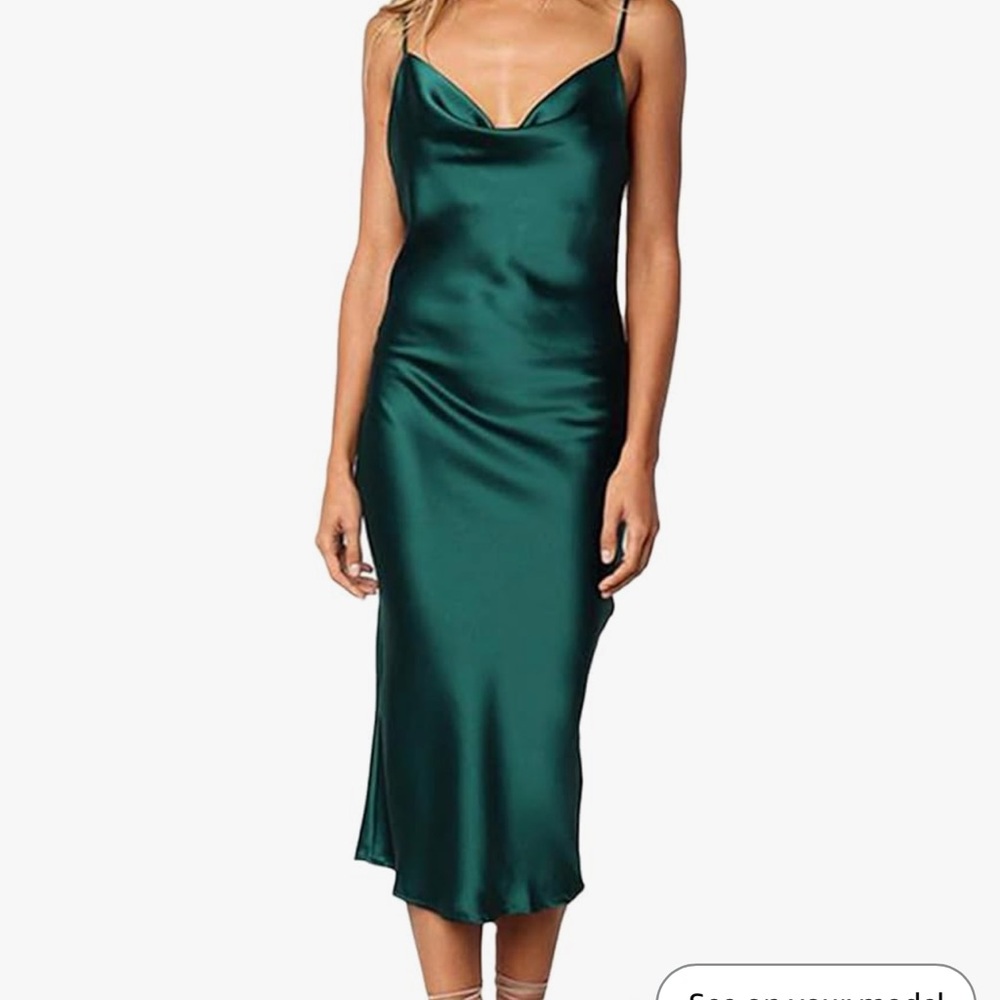 Fancy Satin Dress with Cowl Neck